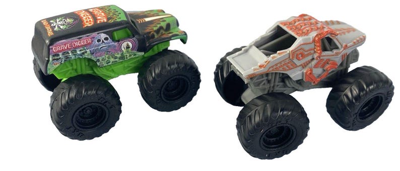 Lot 2 Monster Trucks Grave Digger & ThunderROARus Plastic 1:64 3" image 2