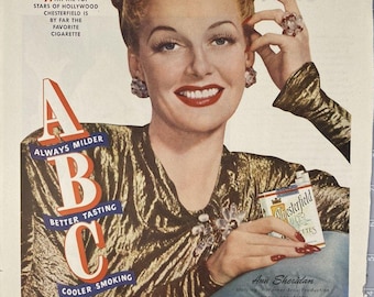 Chesterfield Cigarettes Ann Sheridan says "Always Buy Chesterfield" Print Ad '47