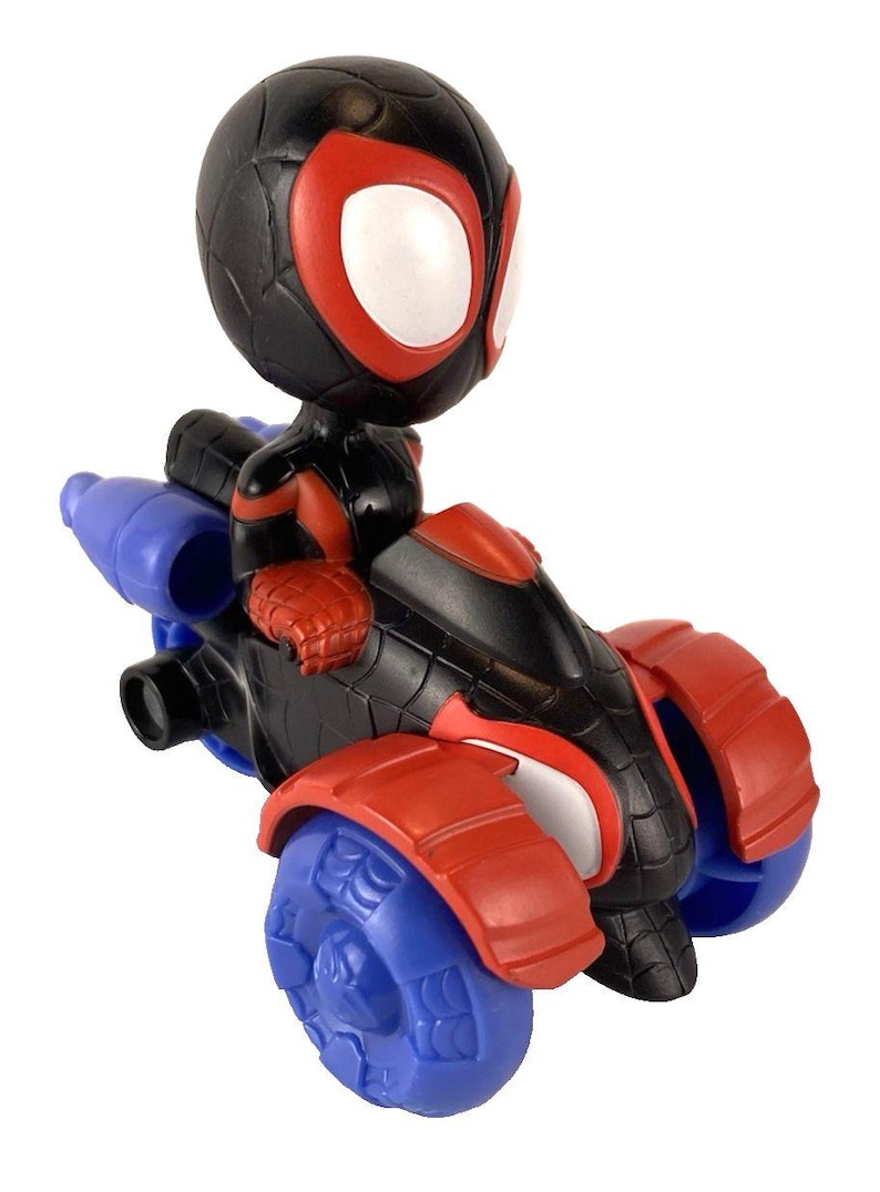 Spidey & His Friends Motorcycle w/Miles Morales 4" Action Figure image 1