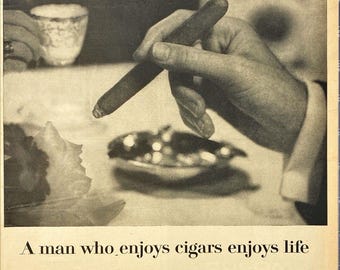 Cigar Institute of America "A Man Who Enjoys Cigars Enjoys Life"Vtg Print Ad '57