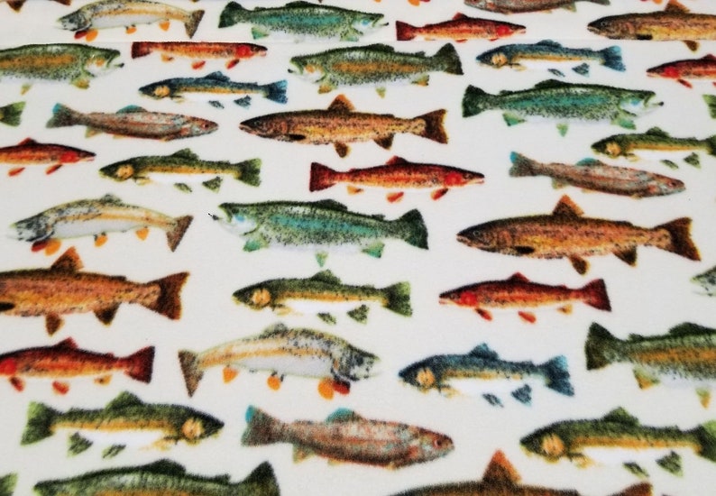 Fisherman/'s Dream...Fish Print Plush Fleece Blanket With Teal Blue Fleece On Reverse Adult OR Teen Blanket