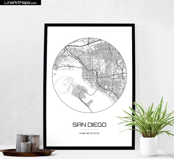 Items similar to San Diego Map Print - City Map Art of San Diego ...