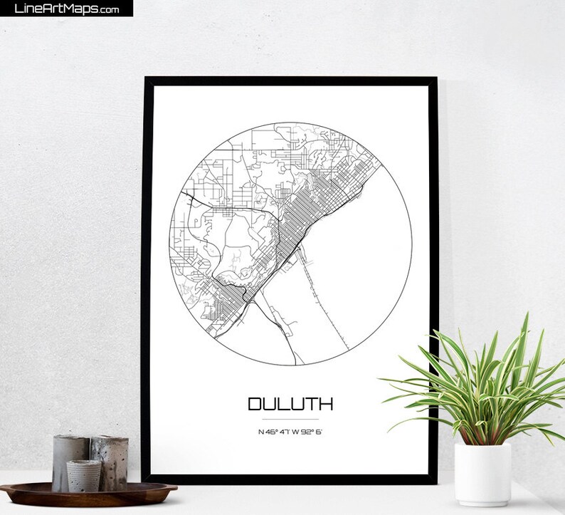 Duluth Map Print City Map Art of Duluth Minnesota Poster Etsy