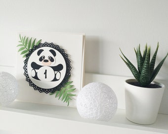 Panda First Birthday Invitation for Boy or Girl, Unisex Pandamonium Baby Shower Invitation