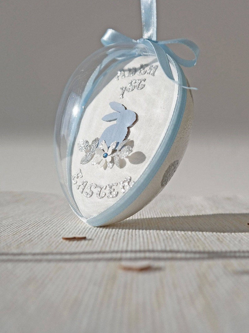 Baby Boy First Easter Egg Ornament, Personalised Easter Tree Decoration for Baby Boy image 1