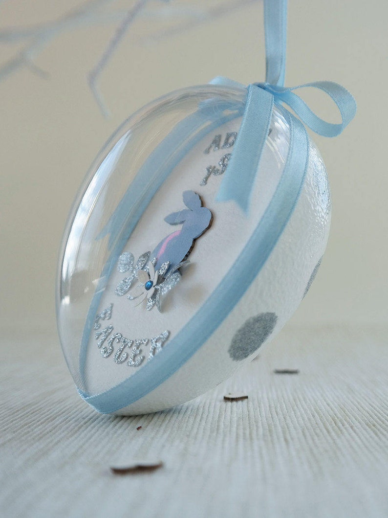 Baby Boy First Easter Egg Ornament, Personalised Easter Tree Decoration for Baby Boy image 4