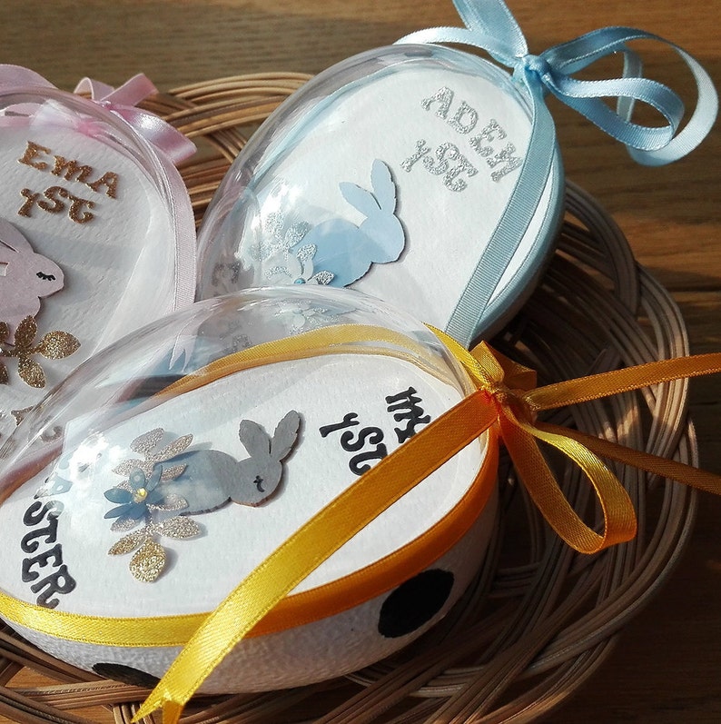 Baby Boy First Easter Egg Ornament, Personalised Easter Tree Decoration for Baby Boy image 7