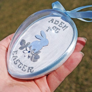 Baby Boy First Easter Egg Ornament, Personalised Easter Tree Decoration for Baby Boy imagem 6