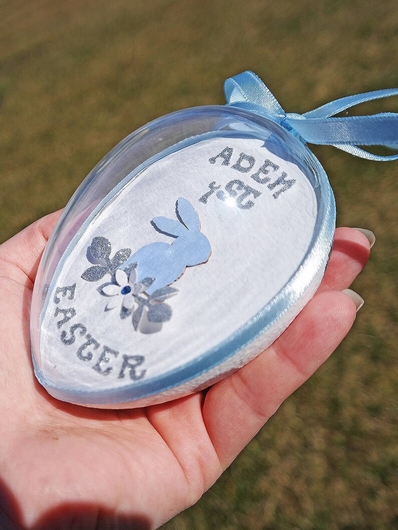 Baby Boy First Easter Egg Ornament, Personalised Easter Tree Decoration for Baby Boy image 6