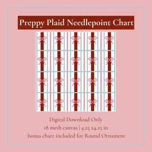 Preppy geruite digitale borduurpatronen | Digitale steekgids onderzetter en ornament