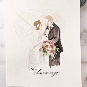 Watercolor Wedding Portrait | 8x10 Painted Couples Portrait | Wedding  Picture | Hand Painted Portrait | Newly Wed Gift | 1st Anniversary