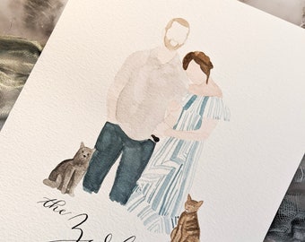 Watercolor Family Portrait | 11x14 Painted Family Portrait | Custom Painting | Hand Painted Portrait | Gift for Mom  | Paper Anniversary
