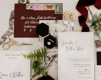 Burgundy Wedding Invitation Suite: Simple Modern Design