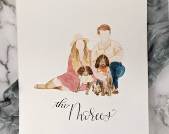 family portrait Custom watercolor portrait Christmas Portrait unique gift. portrait from photo Custom Watercolor Portrait Couple