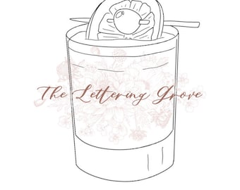 Whiskey Sour Line Art: Wedding Cocktail Illustration (Digital Download)