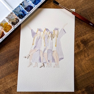 5x7 Watercolor Graduation Painting Graduation Gift Graduation Picture Watercolor Portrait Best Friend Portrait image 1