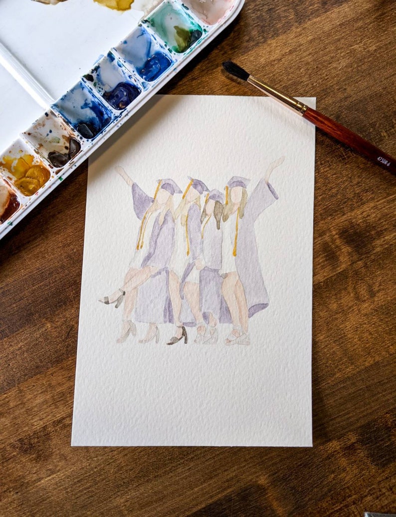 5x7 Watercolor Graduation Painting Graduation Gift Graduation Picture Watercolor Portrait Best Friend Portrait image 1