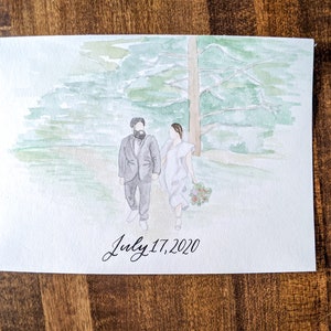 Watercolor Wedding Portrait With Full Background | 8x10 Painted Couples ...