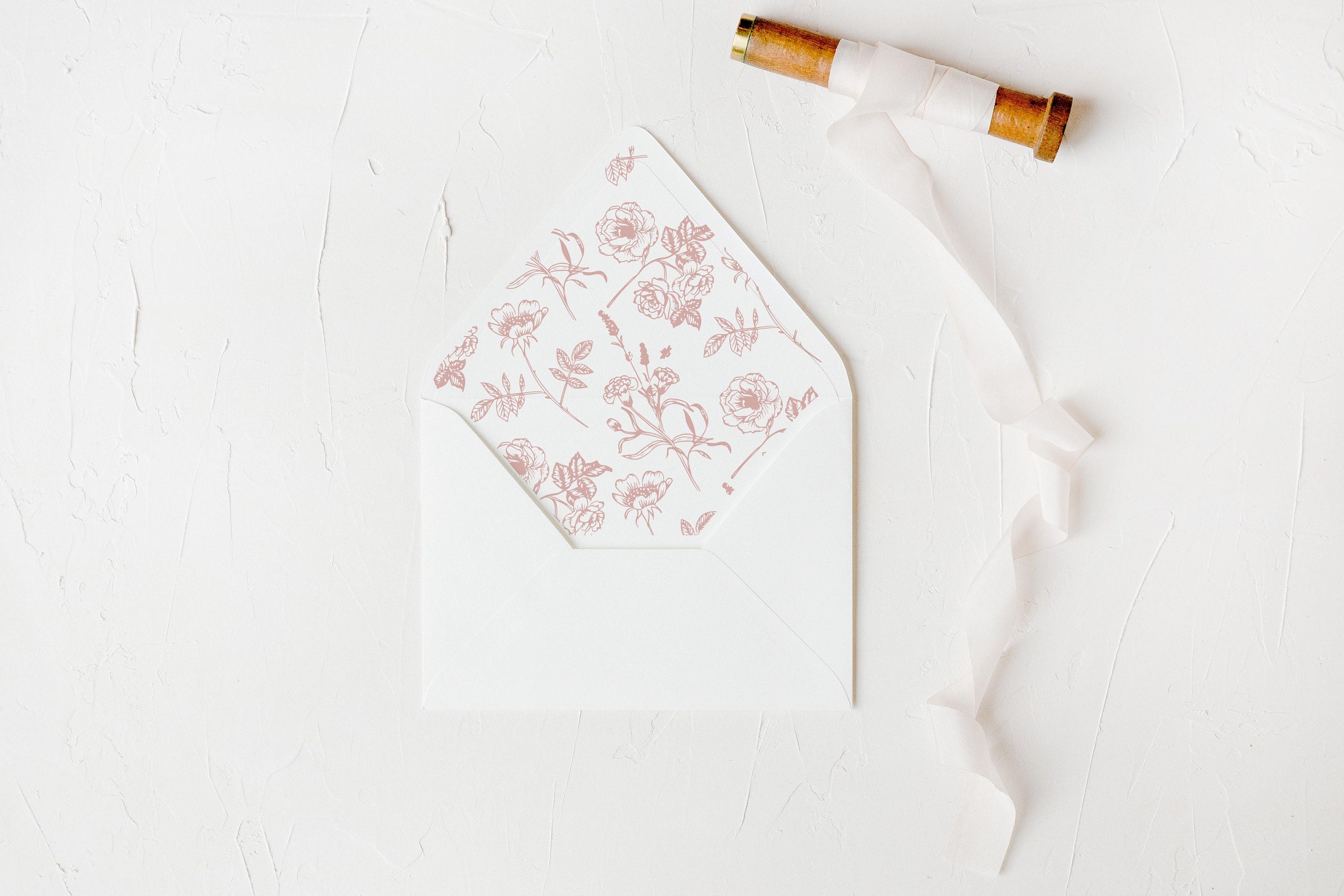 Blush Floral Envelope Liner: Printable Flower Wedding Invitation (PDF ...