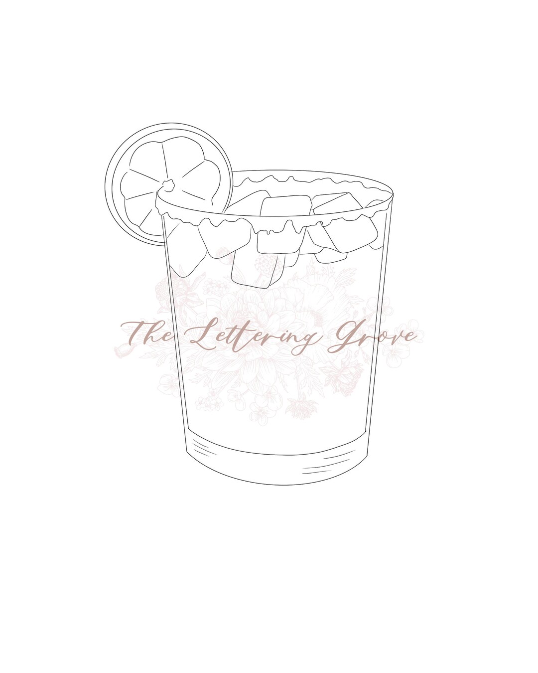 Margarita Line Drawing Digital Download, Wedding Signature Cocktail