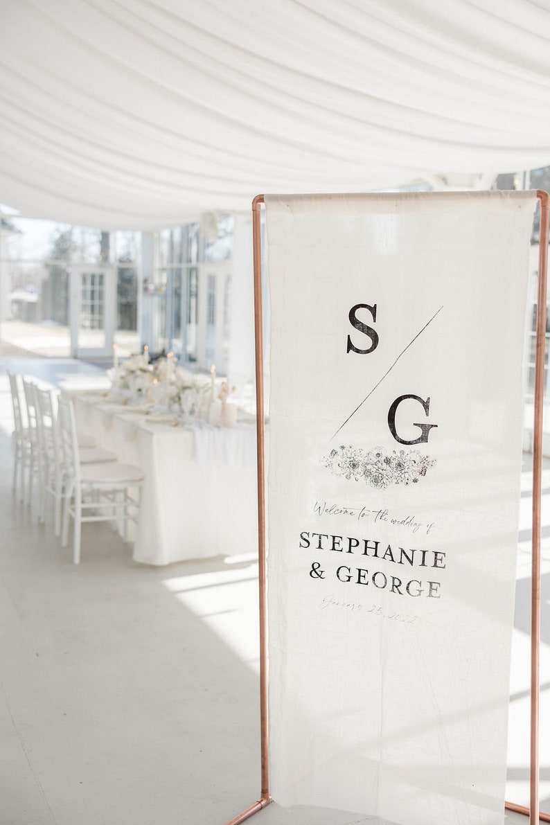 Personalized Fabric Wedding Welcome Sign: Cotton Linen Reception Decor ...