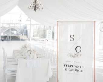 Personalized Fabric Wedding Welcome Sign: Cotton Linen Reception Decor (24x60")