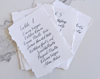 no assigned seating wedding sign Handmade Paper Table Cards for Wedding Seating Chart Written in Calligraphy | Seating Chart Cards | Table Arrangement Cards | Reception Card