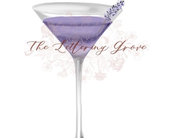 Lavender Martini Cocktail Illustration: DIY Bar Sign (Digital Download)