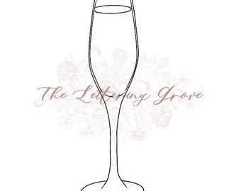 Champagne Line Art: Wedding Cocktail Illustration (Digital Download)