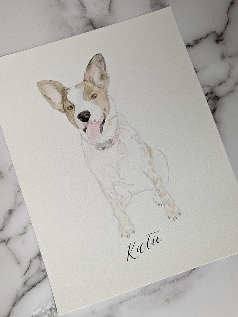 Watercolor Pet Portrait Pet Painting Pet Memorial Gift Custom Pet Portrait Dog Mom Gift Handmade Painting Animal Portrait image 8