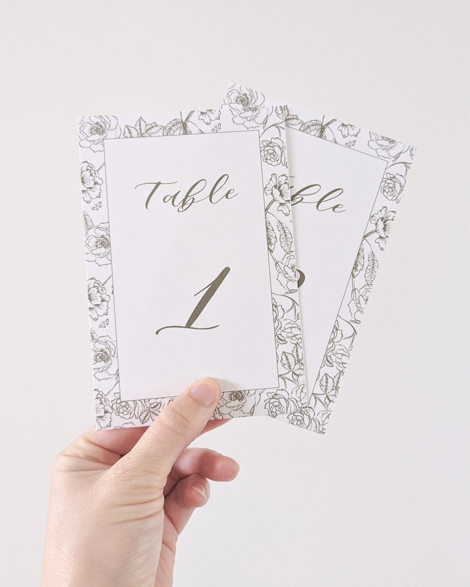 Printed Green Chinoiserie Table Numbers, Floral Bespoke Wedding ...