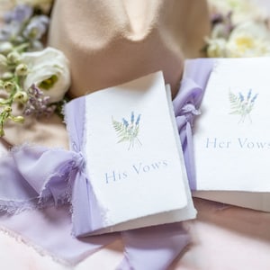 Lavender Wedding Vow Books, His and Her Vows, His Vows, Her Vows, Handmade Paper Vow Books, Deckled Edge Vow Books, Vow books with Ribbon