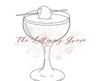 Manhattan Cocktail Line Art: DIY Bar Sign (Digital Download)