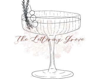 Rosemary Gimlet Cocktail Illustration: DIY Bar Sign (Digital Download)