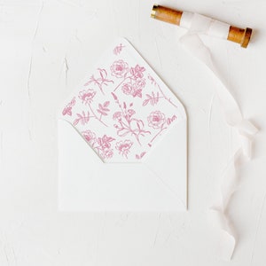 Printable Pink Floral Pattern Wedding Envelope Liner for A7 Envelope, Digital Download Flower envelope liners
