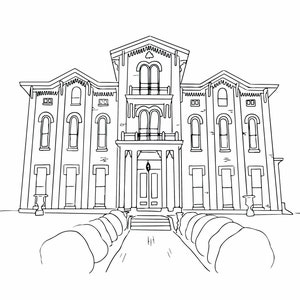 Hochzeits-Veranstaltungsort Digitale Zeichnung, Hochzeitseinladung, Digitalisierte Veranstaltungsort Illustration