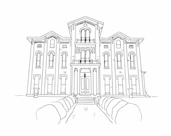 Hand-Drawn Wedding Venue Illustration: Custom Digital Artwork (JPEG, PNG, PDF)