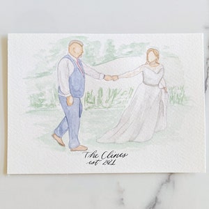 Watercolor Wedding Portrait with Full Background | 8x10 Painted Couples Portrait | Hand Painted Wedding Portrait | First Anniversary Gift