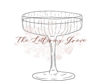 Gin Fizz Line Drawing: Wedding Cocktail Illustration (Digital Download)