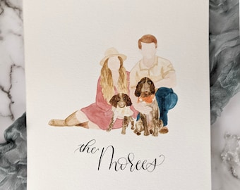 Watercolor Family Portrait | 8x10 Painted Family Portrait | Custom Painting | Hand Painted Portrait | Mother's Day Gift | Father's Day Gift
