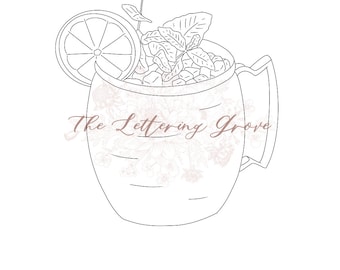 Moscow Mule Line Art: Wedding Cocktail Illustration (Digital Download)