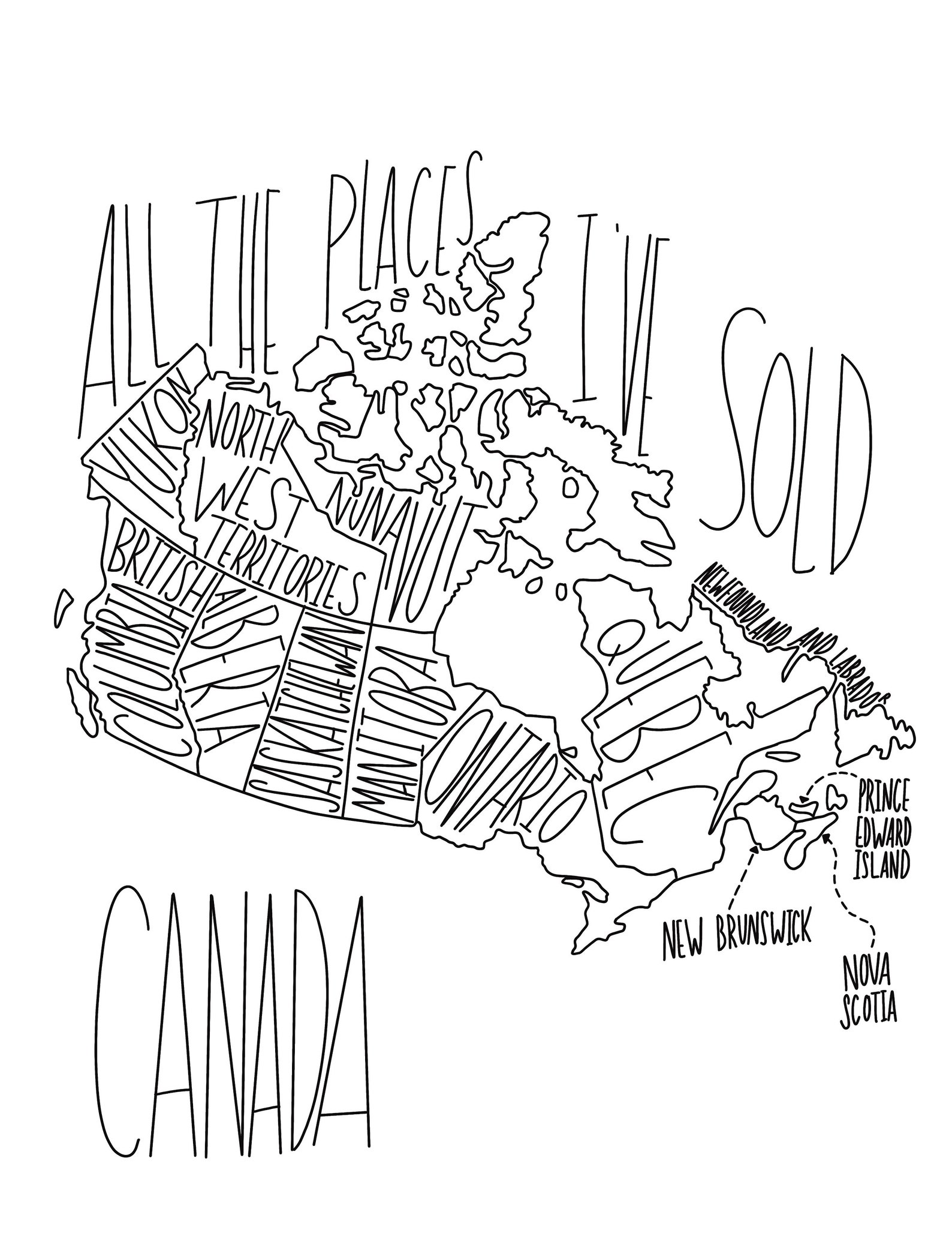 Digital Download Canada Map Canadian Map All the Places I Etsy