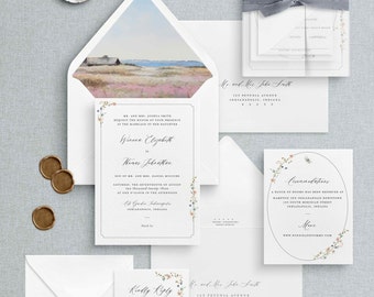 Watercolor Floral Wedding Invitation Suite: Elegant Wedding Invites