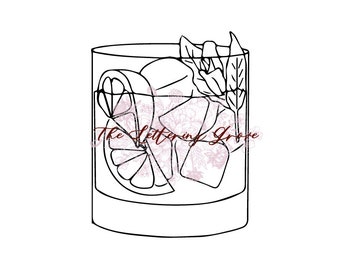Gin & Tonic Cocktail Illustration: DIY Bar Sign (Digital Download)