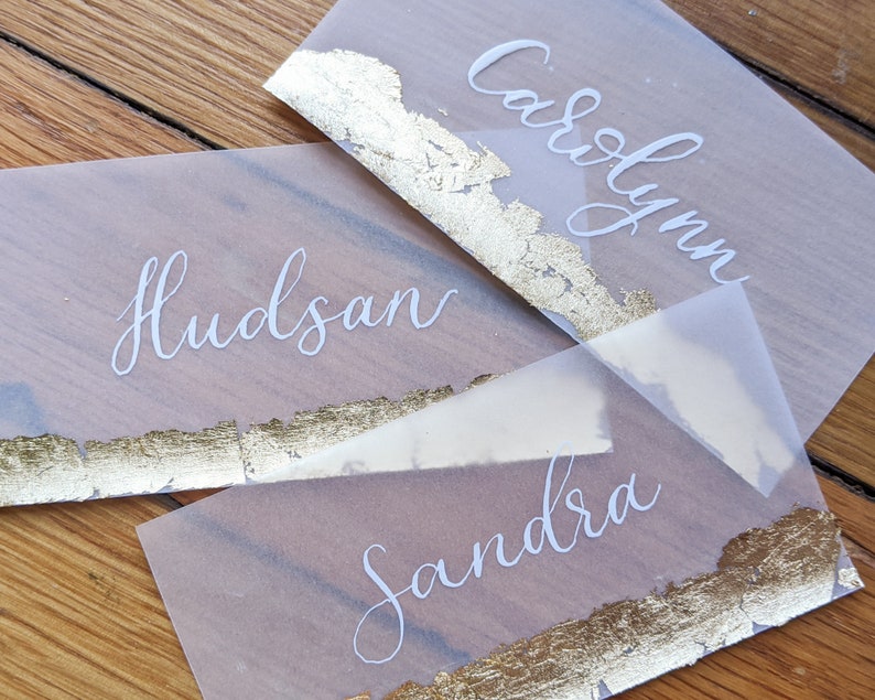 Gold Vellum Wedding Place Cards for Wedding Reception Table Etsy