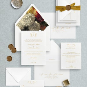 Semi-Custom Victorian Monogram Wedding Invitations, Luxury Wedding Invitation Suite, Bespoke Wedding Invites, Traditional Wedding Invitation