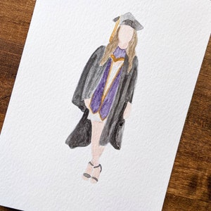 5x7 Watercolor Graduation Painting Graduation Gift Graduation Picture Watercolor Portrait Best Friend Portrait image 2