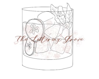 Cucumber Fizz Cocktail Drawing: DIY Bar Sign (Digital Download)