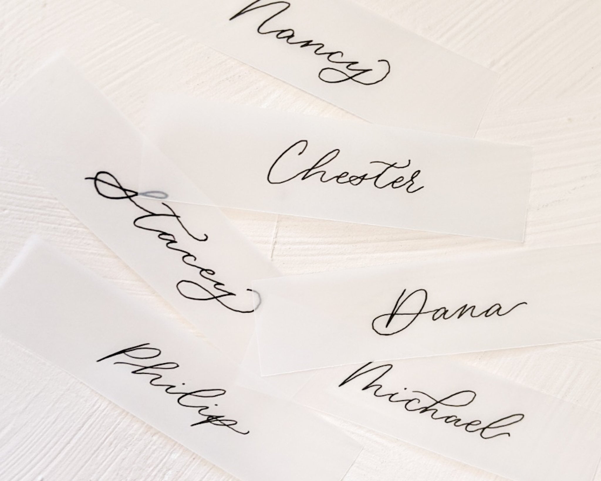 Custom Vellum Wedding Place Cards With Centered Calligraphy Etsy