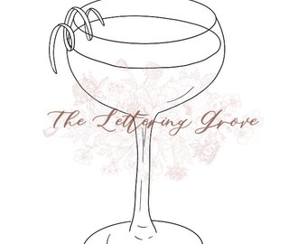 Manhattan Cocktail Line Art: DIY Bar Sign (Digital Download)